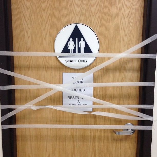 I guess the REALLY don't want people going in here… That or a psych patient got loose and thinks be is Spider-Man.