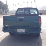 Just got front ended by this senior citizen driver. Interesting that his truck says "back off" right?